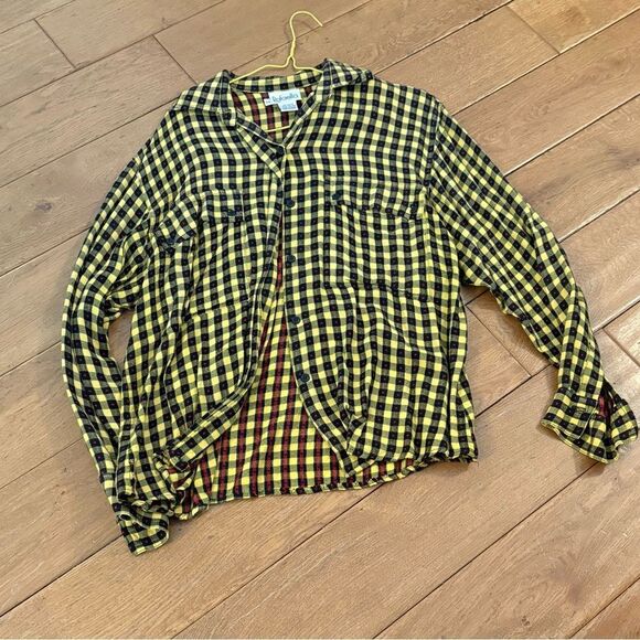 Rafaella Tops - Yellow and Black Checkered Shirt